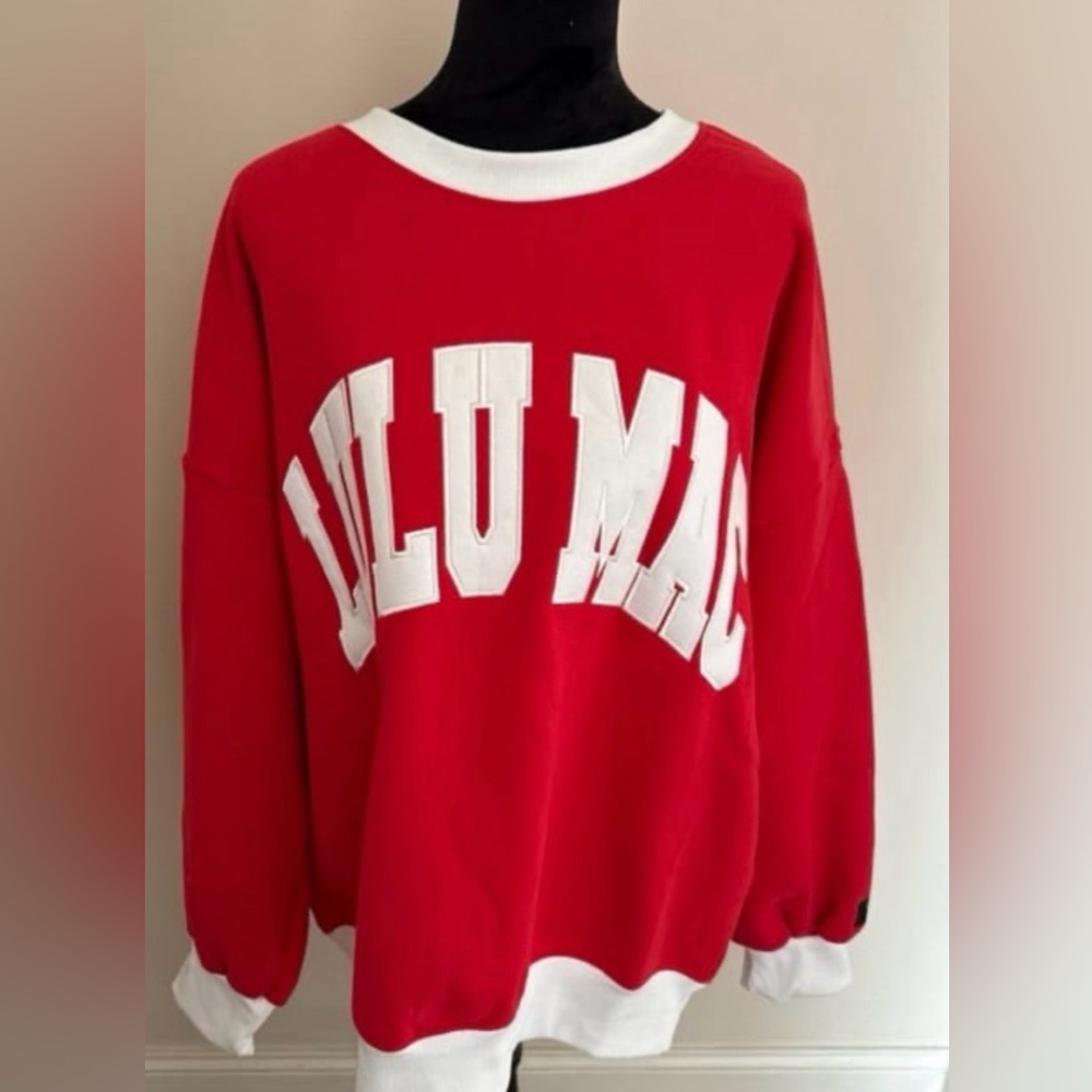 LULU MAC Red White Women's Sweatshirt Size XXL NEW
